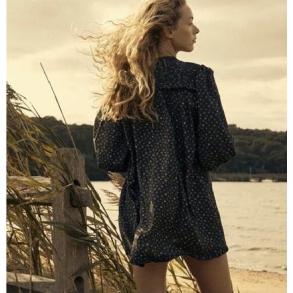 DOEN Knoll Mini Dress in Black Parc Monceau Floral L RARE - Picture 2 of 9